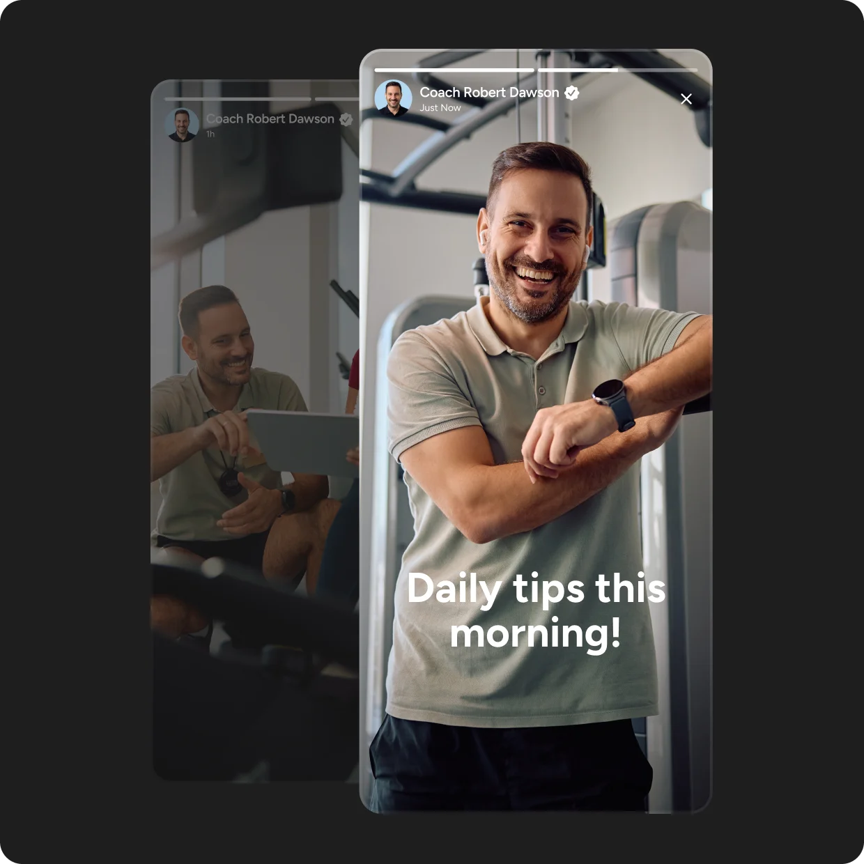 Trainers post daily tips, workout previews, and motivation to keep members active.