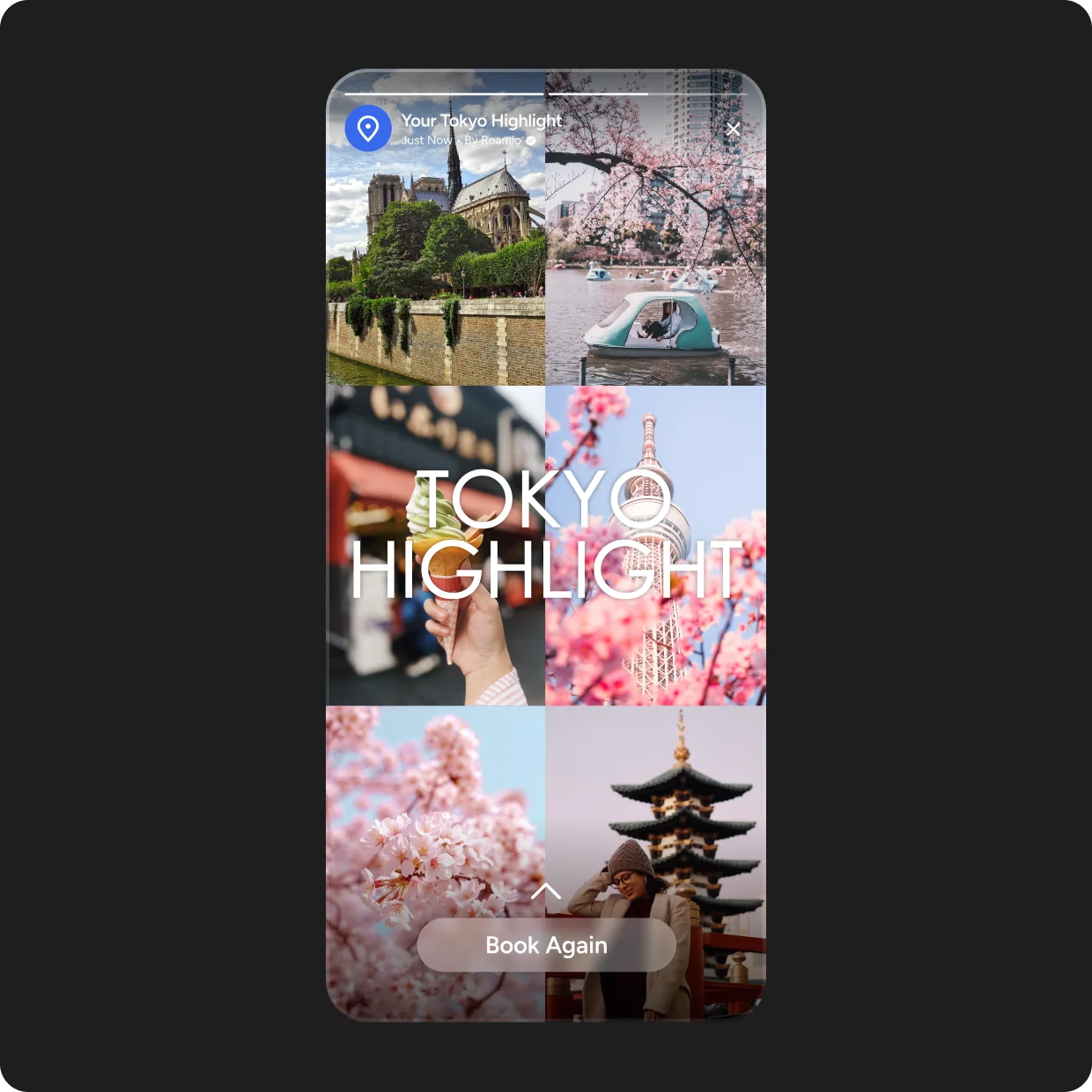 Ephemeral stories capturing travel moments and experiences.