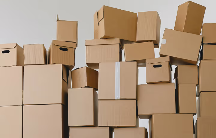 Stacks of brown boxes