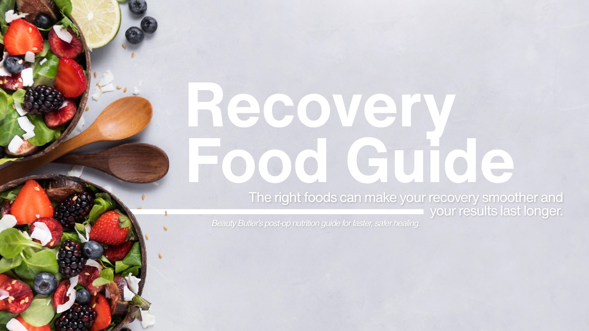 Fresh fruits, lean protein, and hydration essentials for optimal post-surgery recovery in Thailand with Beauty Butler.
