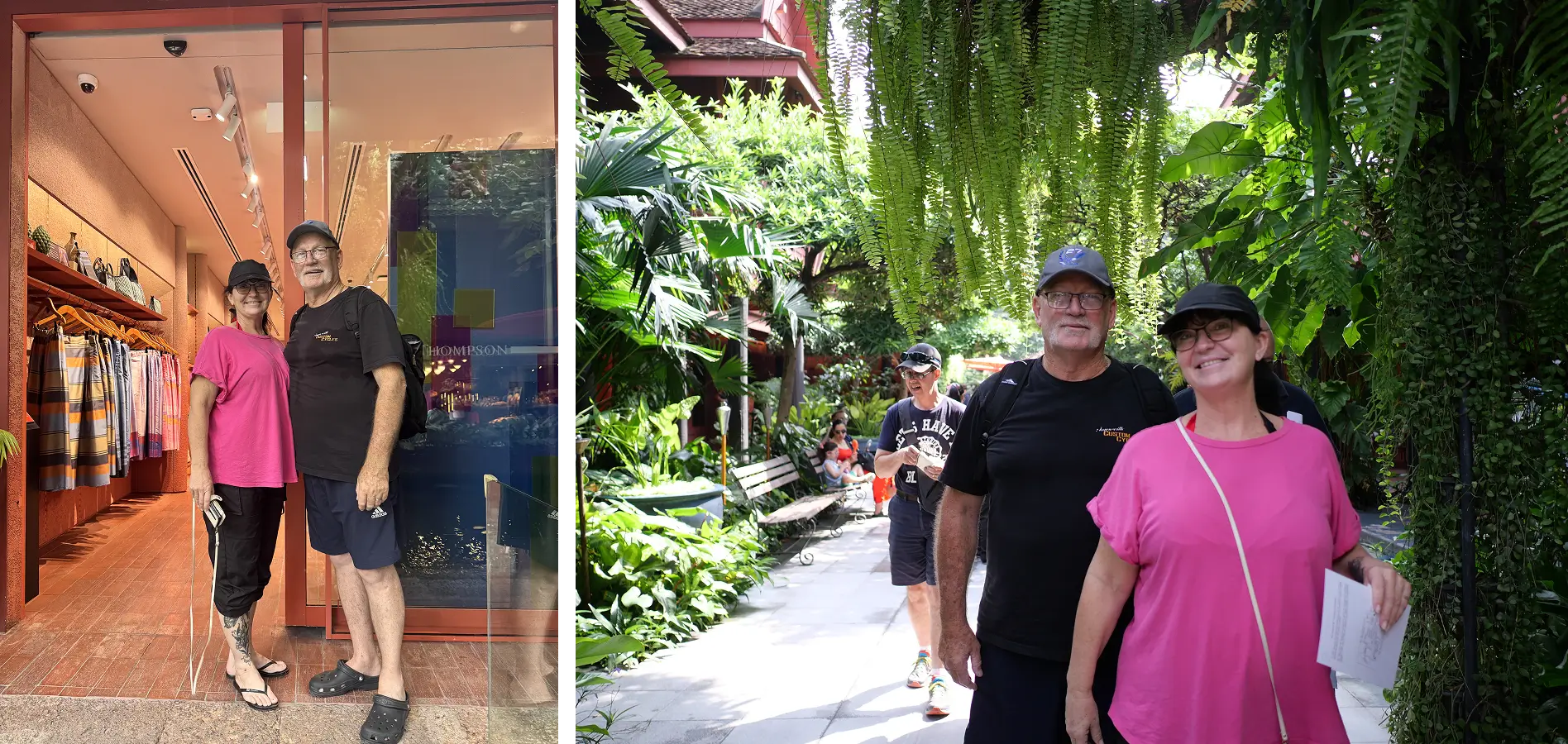 Janessa and her husband exploring Jim Thompson House during recovery.