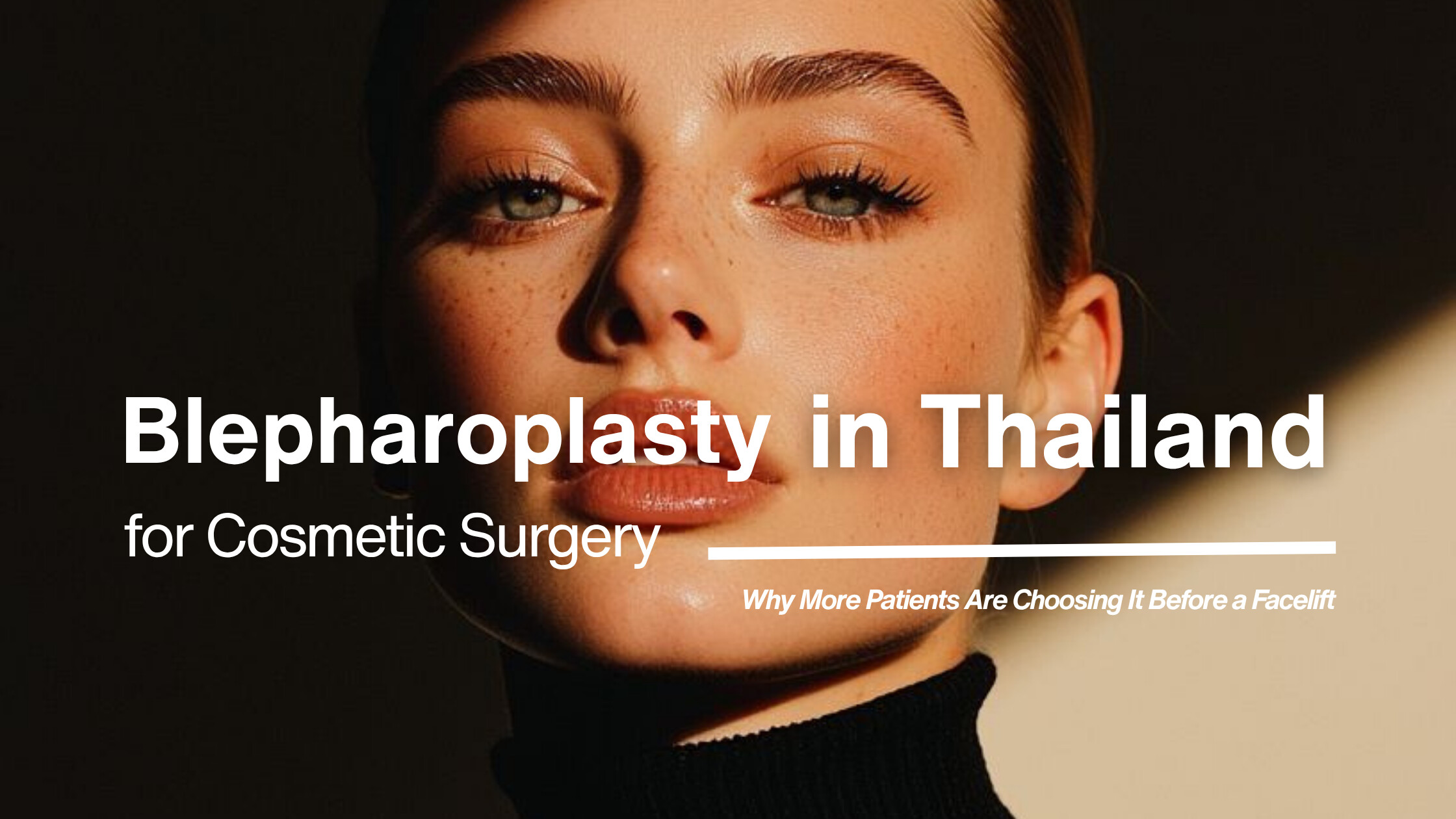 Close-up of a woman's eye area showing smooth, refreshed skin, representing blepharoplasty results in Thailand