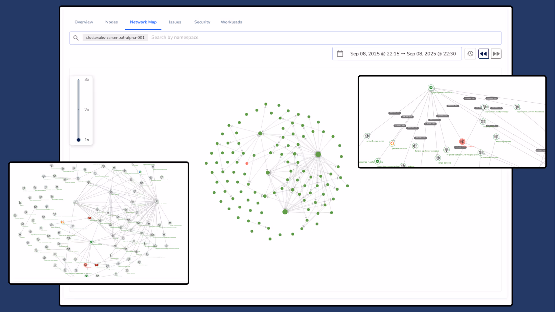 A screen showing a network map.
