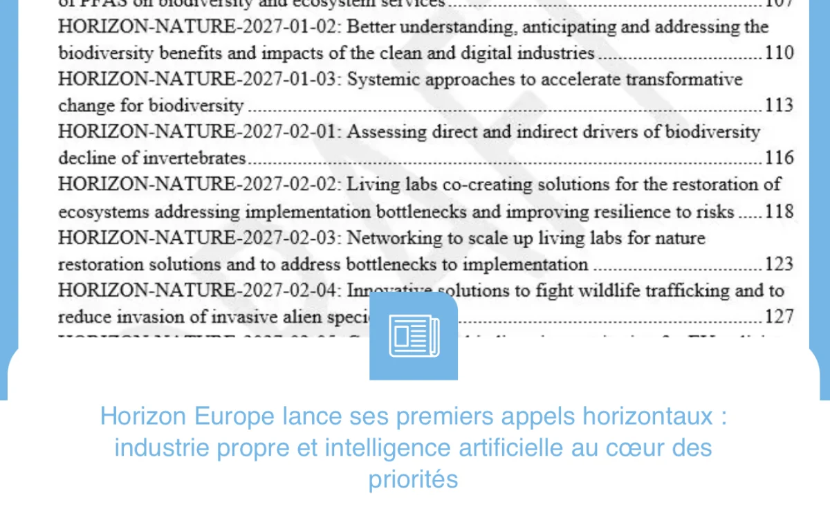 Horizon Europe lance ses premiers appels horizontaux : industrie propre et IA au cœur des priorités