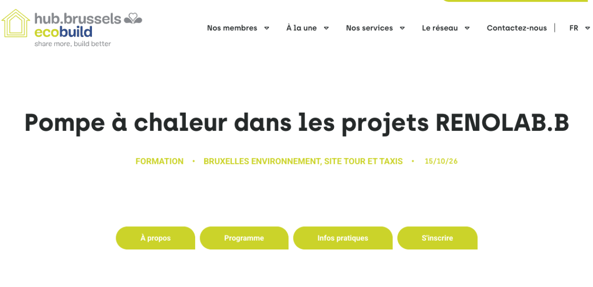 Pompe à chaleur dans les projets RENOLAB.B  Formation