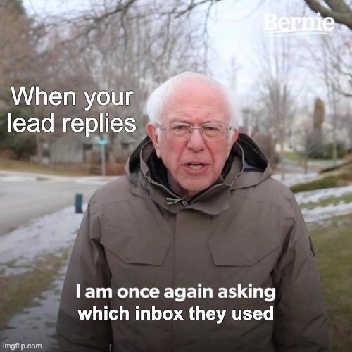 Meme showing confusion over which inbox a lead replied to on LinkedIn
