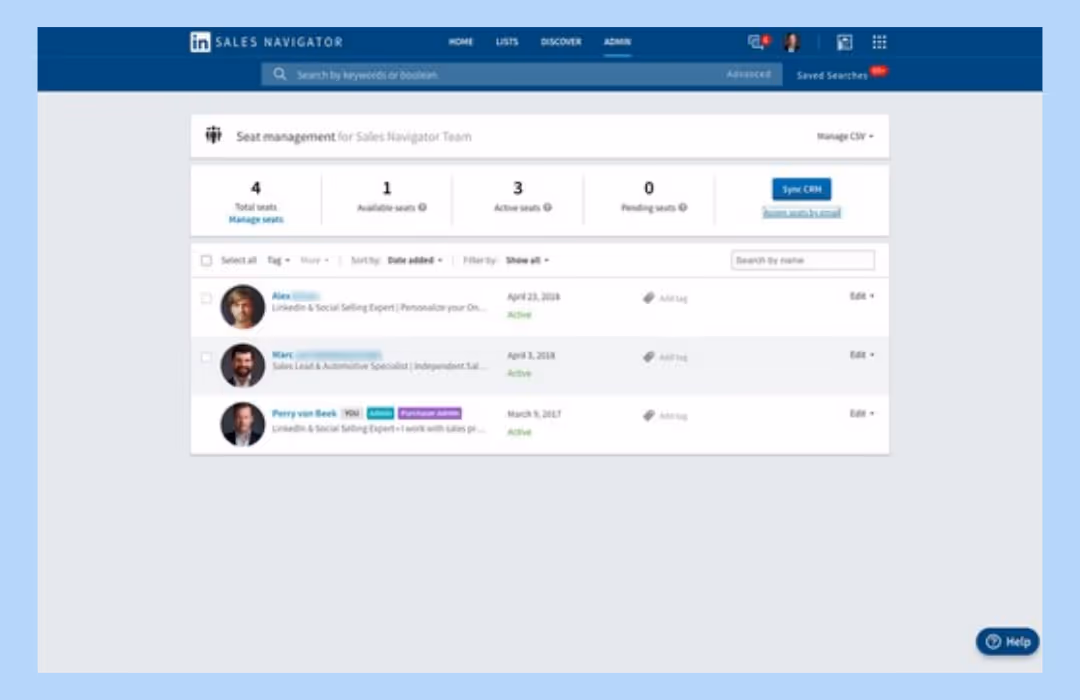Seat management for Sales Navigator Teams from Admin Settings