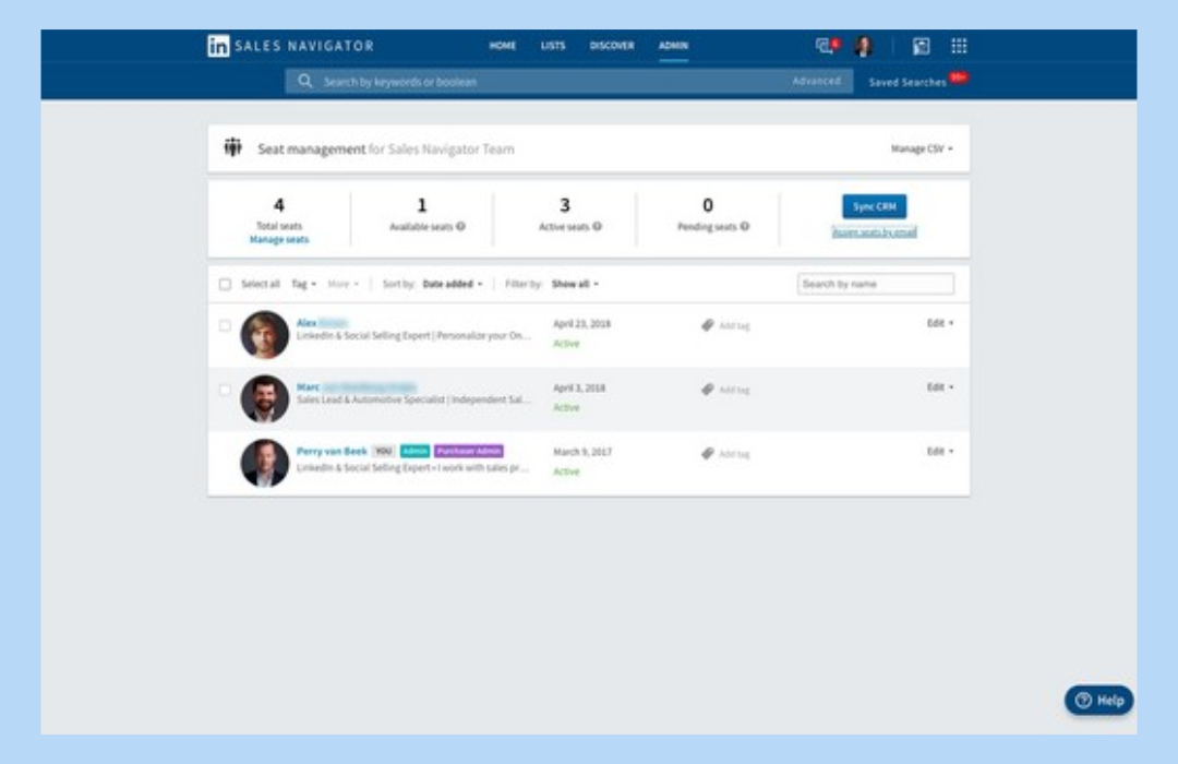 Seat management for Sales Navigator Teams from Admin Settings