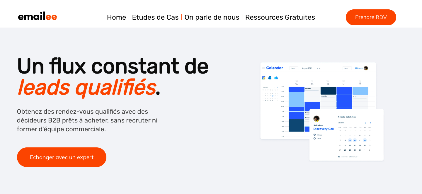 Emailee homepage screenshot — top-rated prospecting agency in France specialized in multichannel outbound