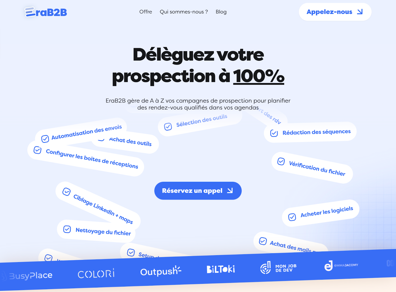 EraB2B homepage screenshot — Outbound Marketing Agency France specialized in cold email
