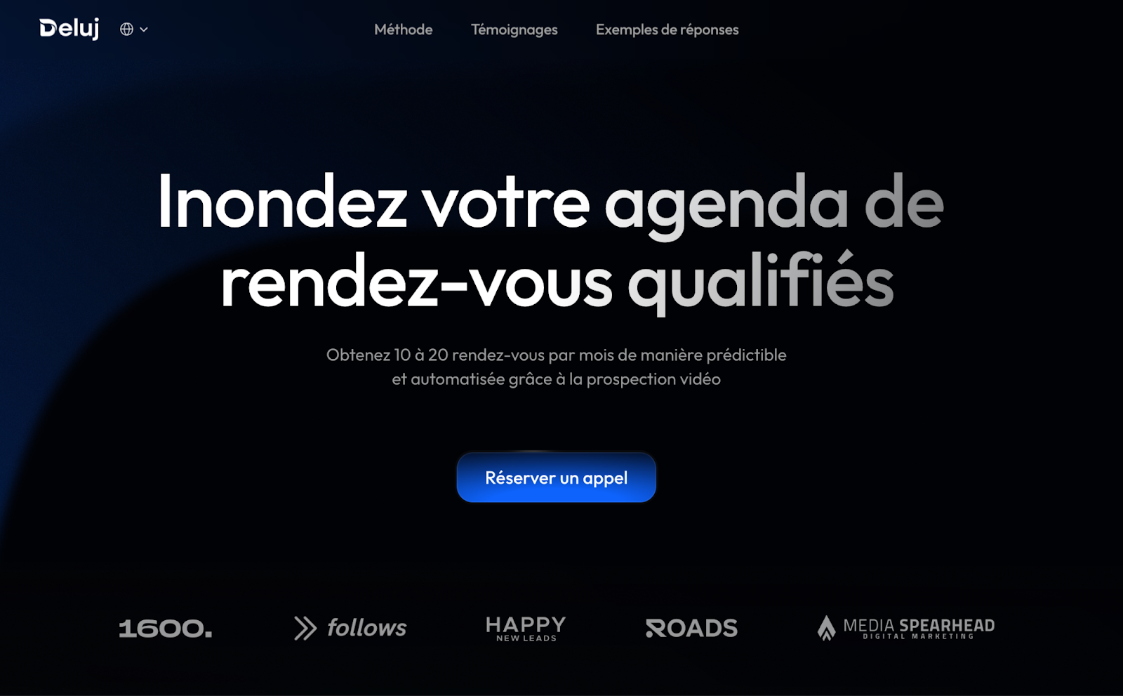 Deluj homepage screenshot — Outbound Sales Agency specialized in B2B prospection