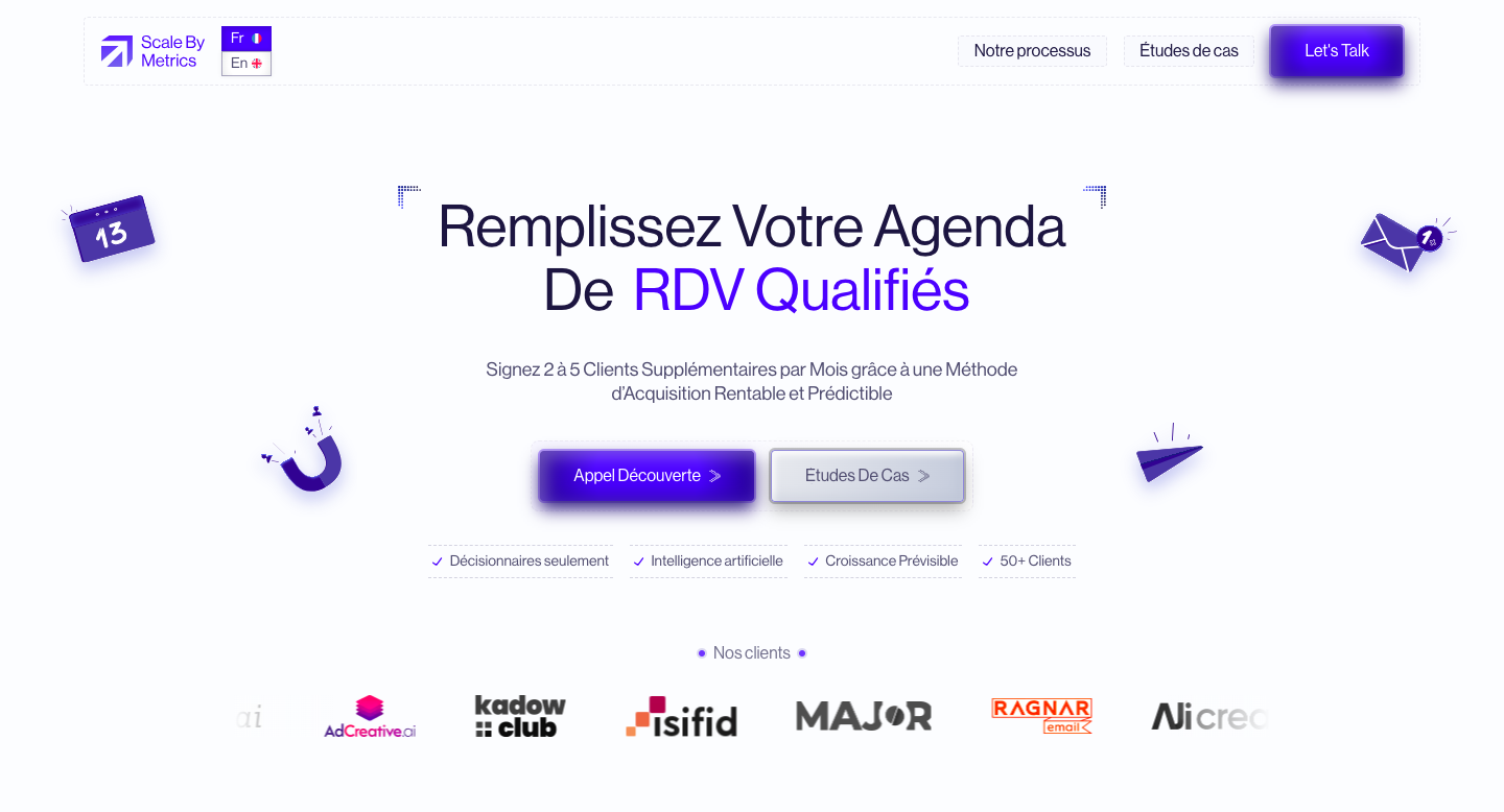 Scalebymetrics homepage screenshot — French Marketing Agency specialized in advanced outbound strategies