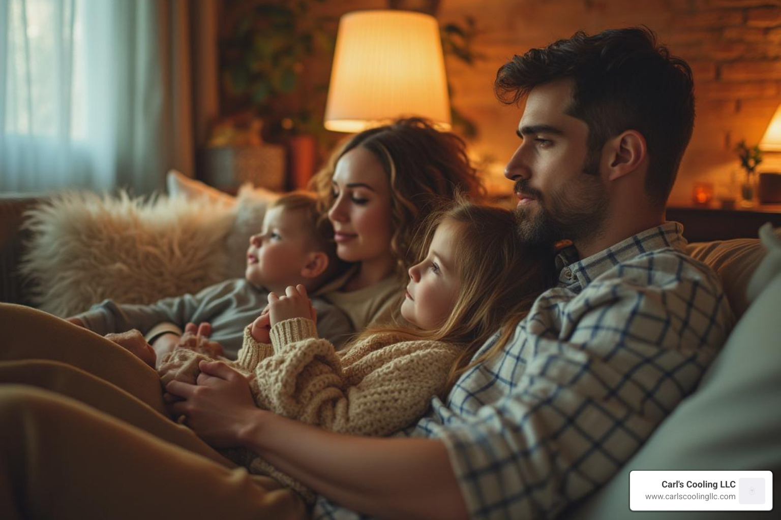 family enjoying a cozy home - Annual furnace service