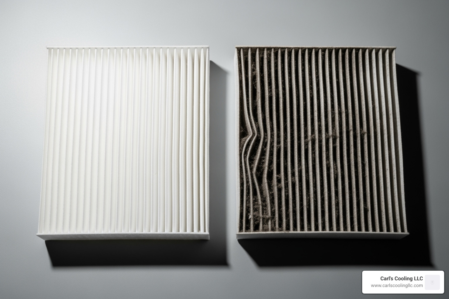 clean vs. dirty air filter side-by-side - air conditioning repair wortham village tx