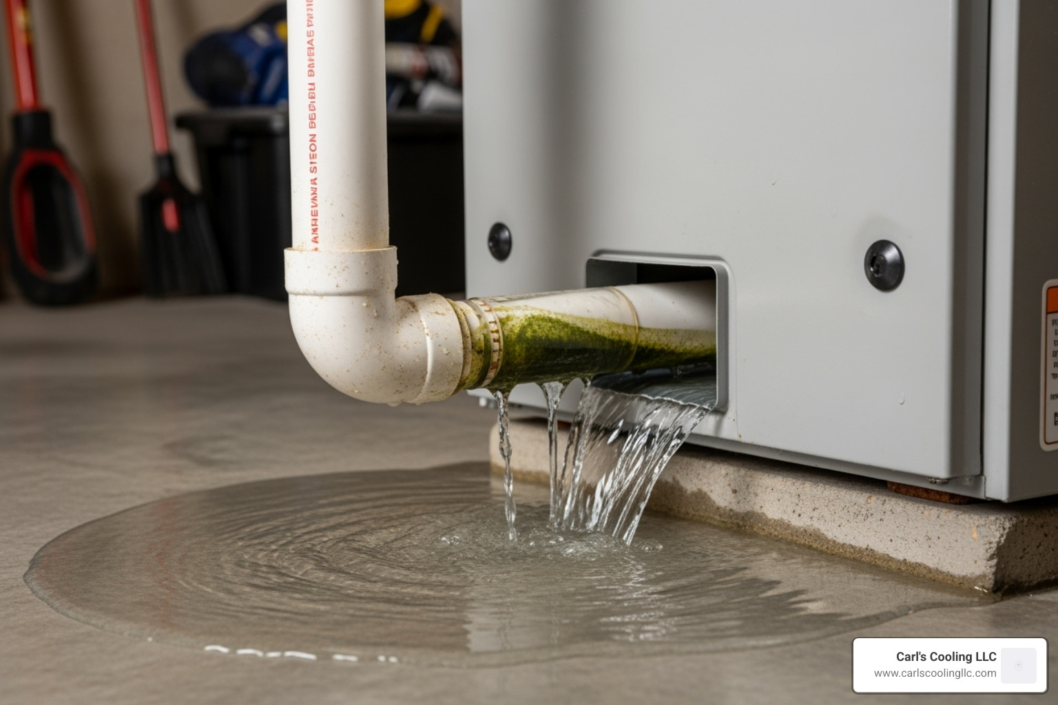 Clogged condensate drain line - Furnace leaking water