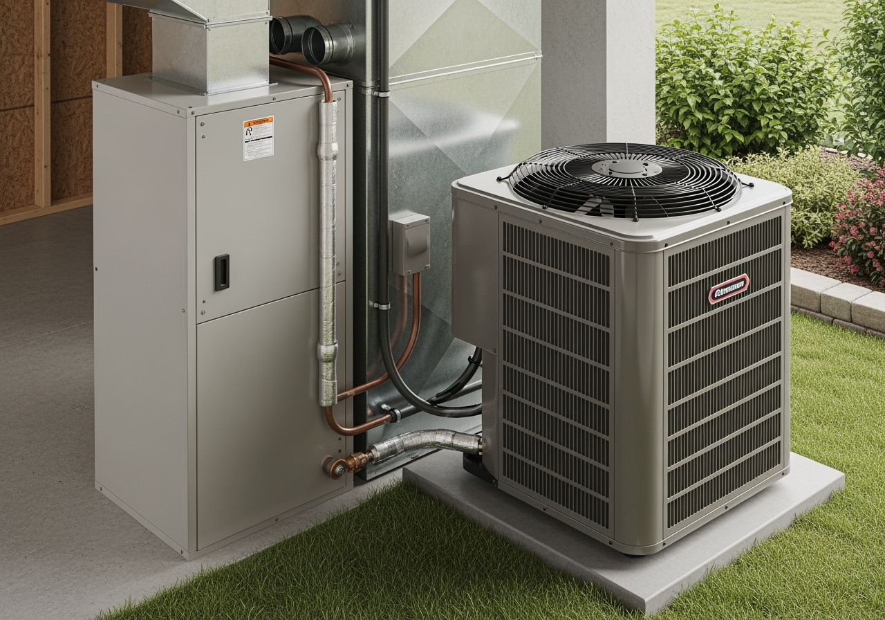 image of an indoor air handler unit and an outdoor condenser unit side-by-side - AC fan not working