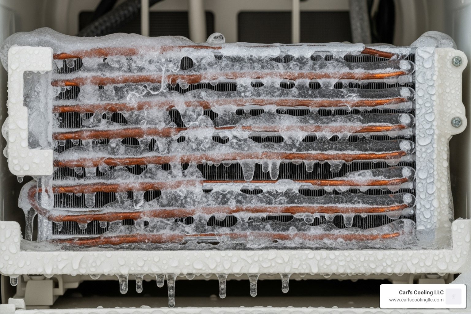 Ice built up on an AC unit's evaporator coil - AC won't turn on