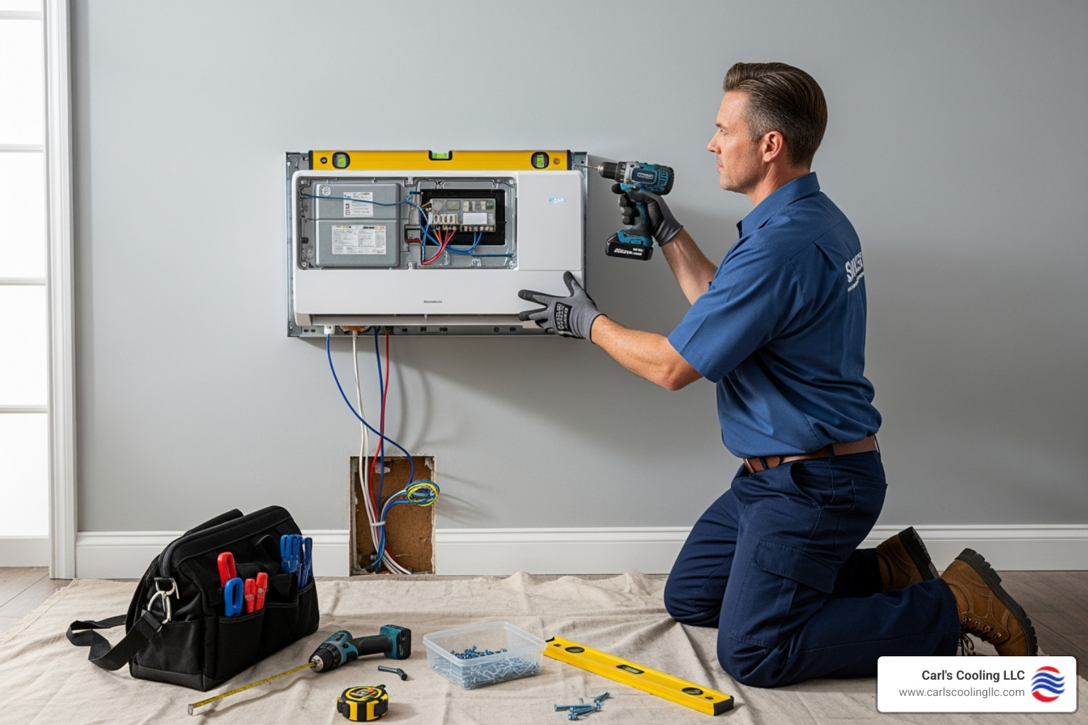 clean, professional mini-split installation in progress - Mini split replacement Cypress
