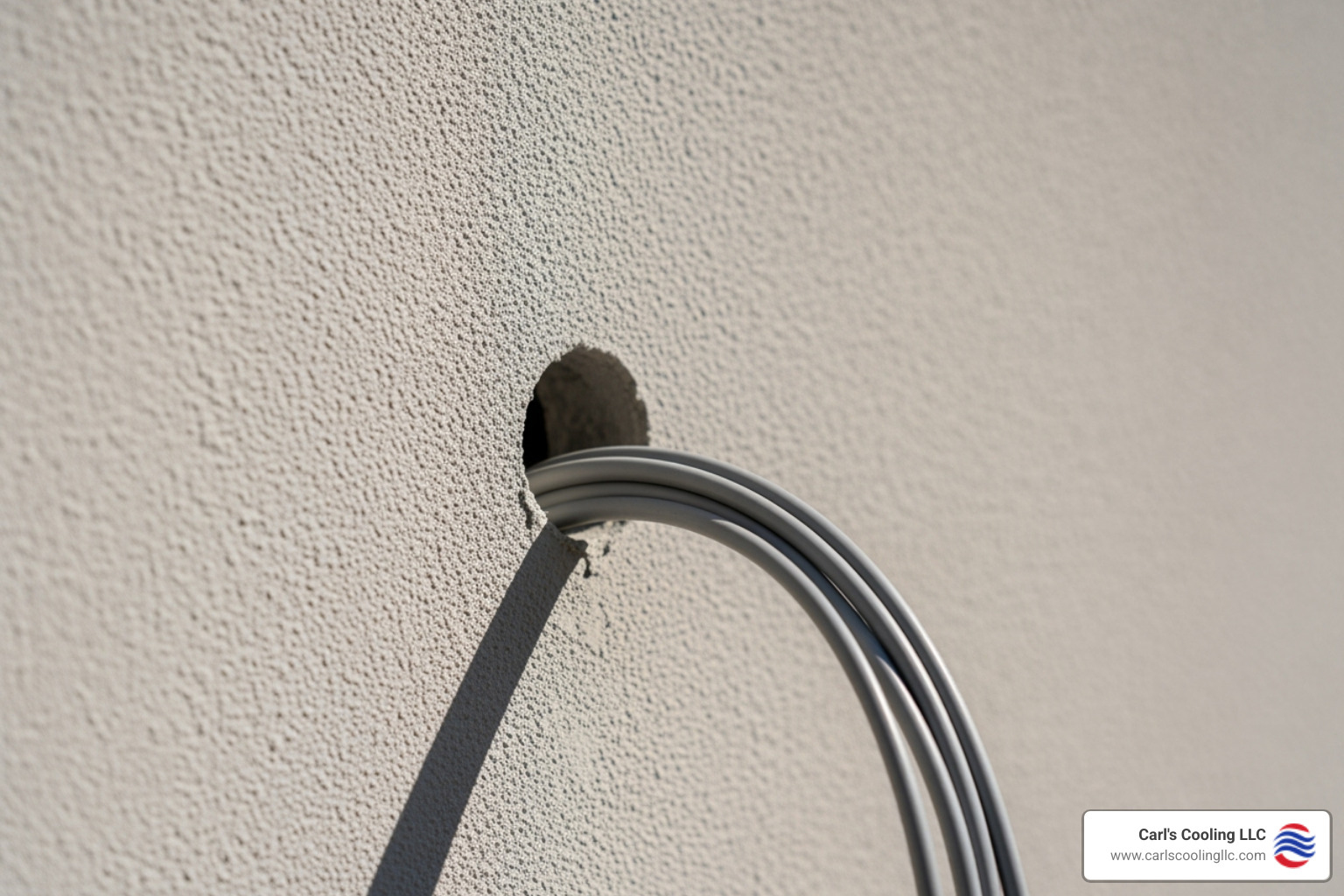 Small hole in wall for ductless AC conduit - Ductless AC benefits Small hole in wall for ductless AC conduit - Ductless AC benefits