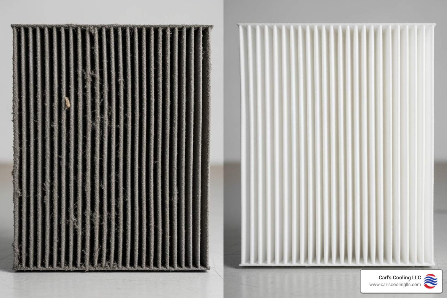 A side-by-side comparison of a severely dirty air filter and a brand-new, clean air filter, highlighting the importance of regular filter replacement. - ac cleaning conroe tx A side-by-side comparison of a severely dirty air filter and a brand-new, clean air filter, highlighting the importance of regular filter replacement. - ac cleaning conroe tx