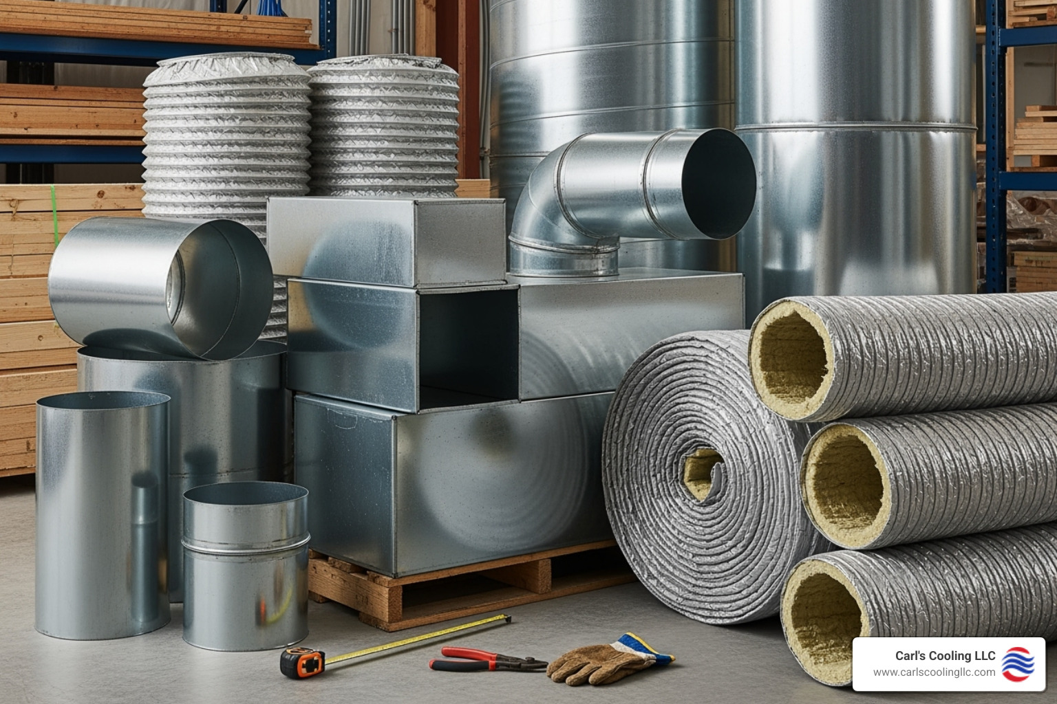 different duct materials like galvanized steel and flexible ducting - ductwork installation new construction conroe