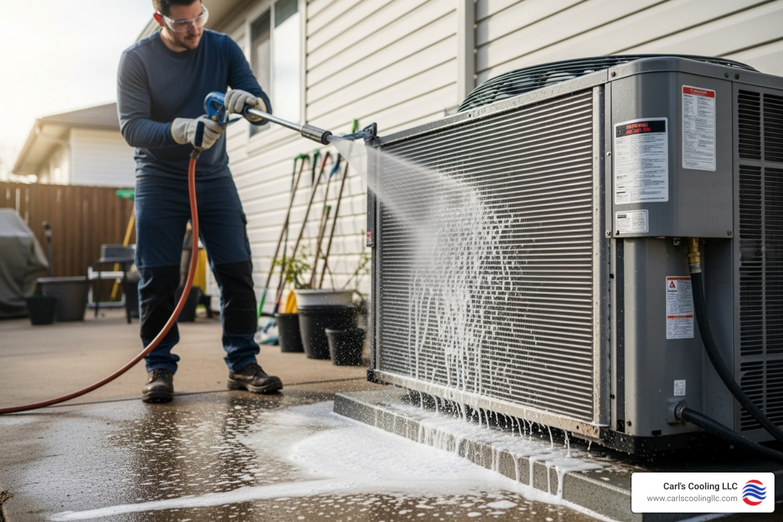 technician cleaning a heat pump's outdoor coil - heat pump installation montgomery tx technician cleaning a heat pump's outdoor coil - heat pump installation montgomery tx
