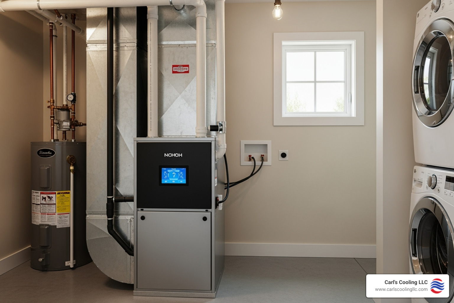 A modern, high-efficiency furnace unit with clean lines and advanced controls - heating service montgomery tx A modern, high-efficiency furnace unit with clean lines and advanced controls - heating service montgomery tx