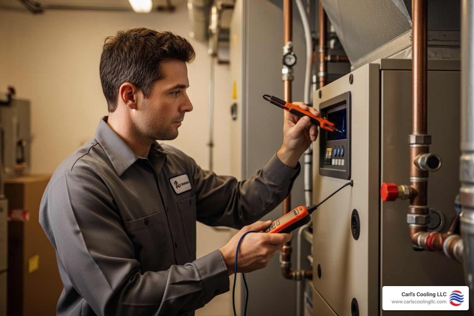 professional technician diagnosing a commercial furnace - emergency commercial heating services in diamond head, tx professional technician diagnosing a commercial furnace - emergency commercial heating services in diamond head, tx