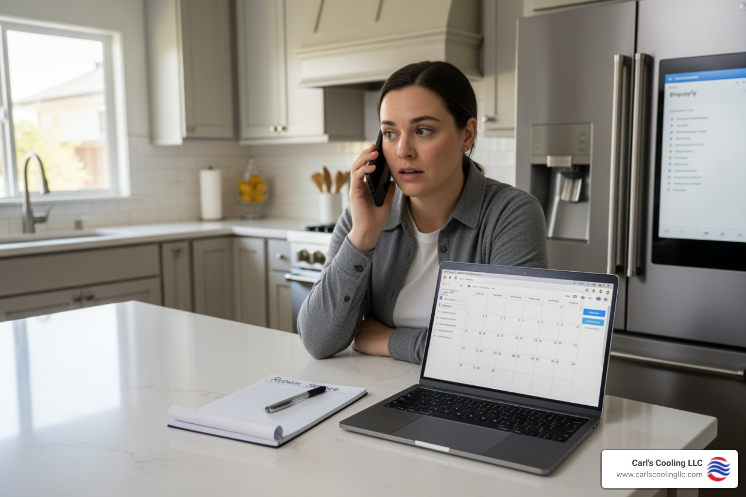 person on the phone scheduling a repair service - emergency furnace repair in montgomery, tx