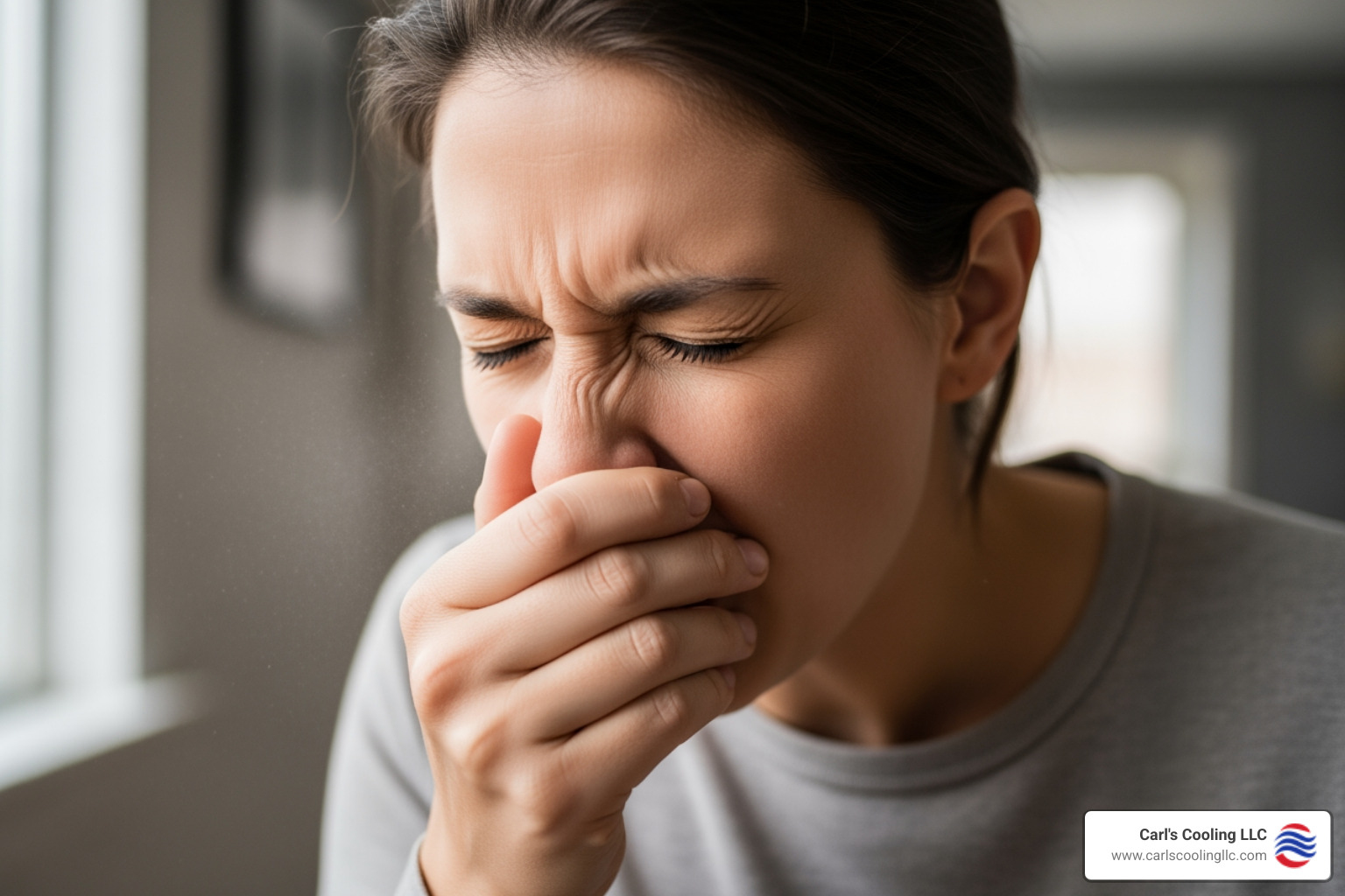 person sneezing due to poor air quality - top rated commercial heating services in cape conroe, tx