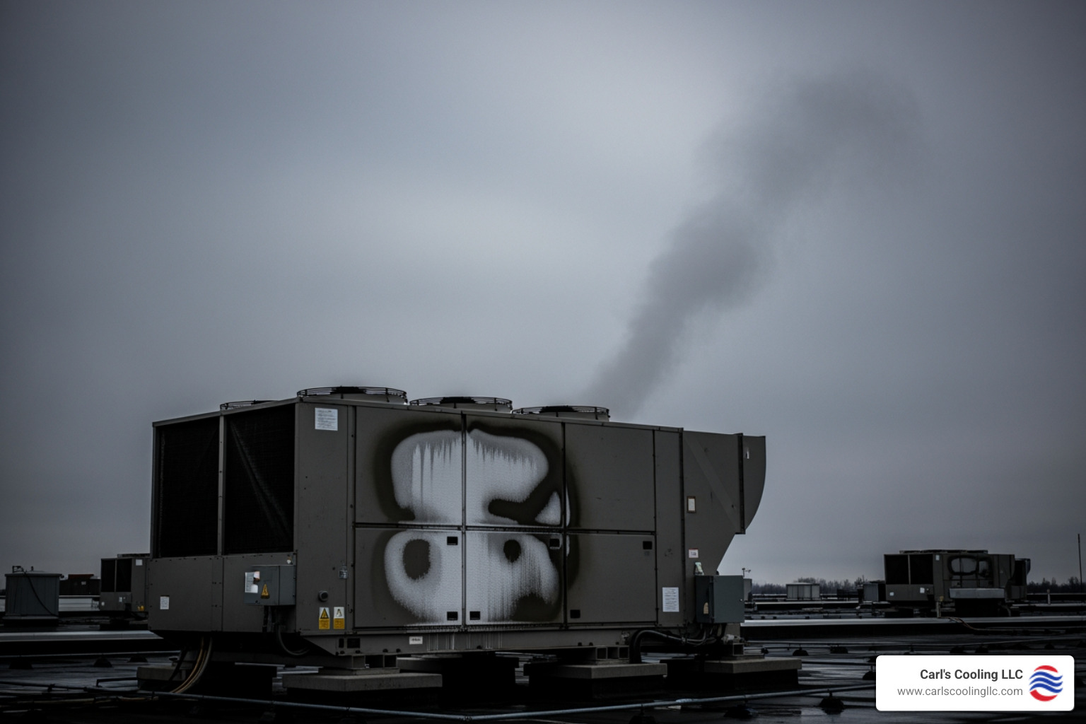 infographic showing 5 critical signs your commercial heating system needs emergency service: complete loss of heat, unusual grinding or banging noises, burning or electrical odors, system cycling on and off repeatedly, and sudden spikes in energy bills - 24 hour commercial heating services in grand harbor, tx