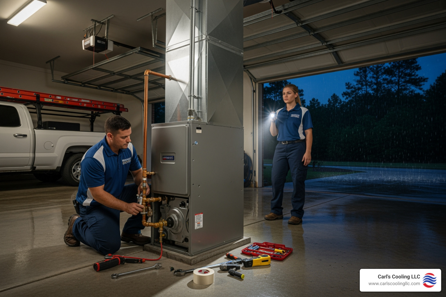 Infographic showing emergency furnace installation process: Step 1 - Recognize the emergency (gas smell, no heat, CO alarm), Step 2 - Ensure safety (evacuate if needed, use temporary heat sources), Step 3 - Call 24/7 emergency HVAC service, Step 4 - Technician assessment and system recommendation, Step 5 - Same-day installation and testing, Step 6 - System walkthrough and operation confirmation - emergency furnace installation in bentwater, tx Infographic showing emergency furnace installation process: Step 1 - Recognize the emergency (gas smell, no heat, CO alarm), Step 2 - Ensure safety (evacuate if needed, use temporary heat sources), Step 3 - Call 24/7 emergency HVAC service, Step 4 - Technician assessment and system recommendation, Step 5 - Same-day installation and testing, Step 6 - System walkthrough and operation confirmation - emergency furnace installation in bentwater, tx