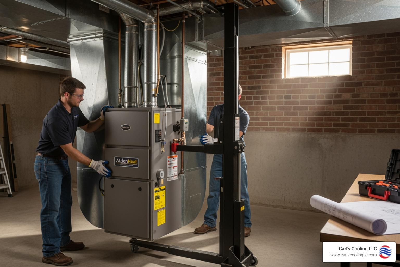 Infographic showing the key steps to affordable furnace installation: identifying signs of replacement need, understanding AFUE ratings and efficiency, selecting a qualified local contractor, exploring financing and rebate options, and ensuring proper installation with ongoing maintenance - affordable furnace installation in alden bridge, tx