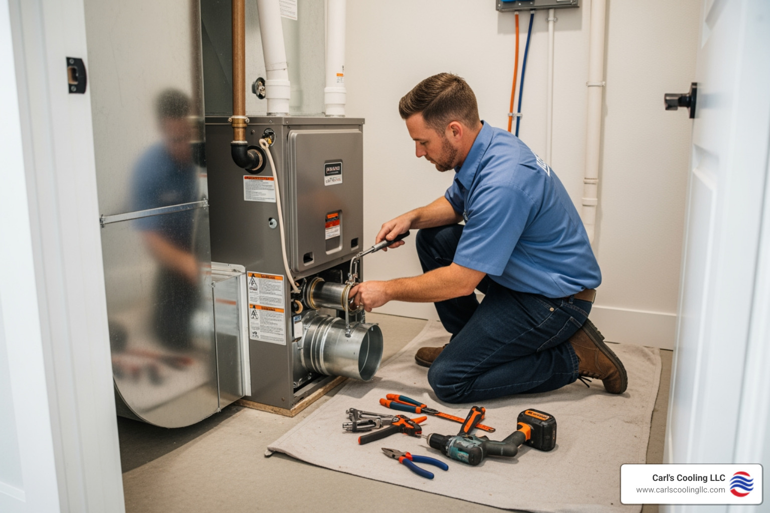 Infographic showing three key benefits of professional furnace installation: 30-50% energy savings with high-efficiency systems, consistent whole-home heating comfort, and enhanced safety with proper ventilation and carbon monoxide prevention - furnace installation company in alden bridge, tx