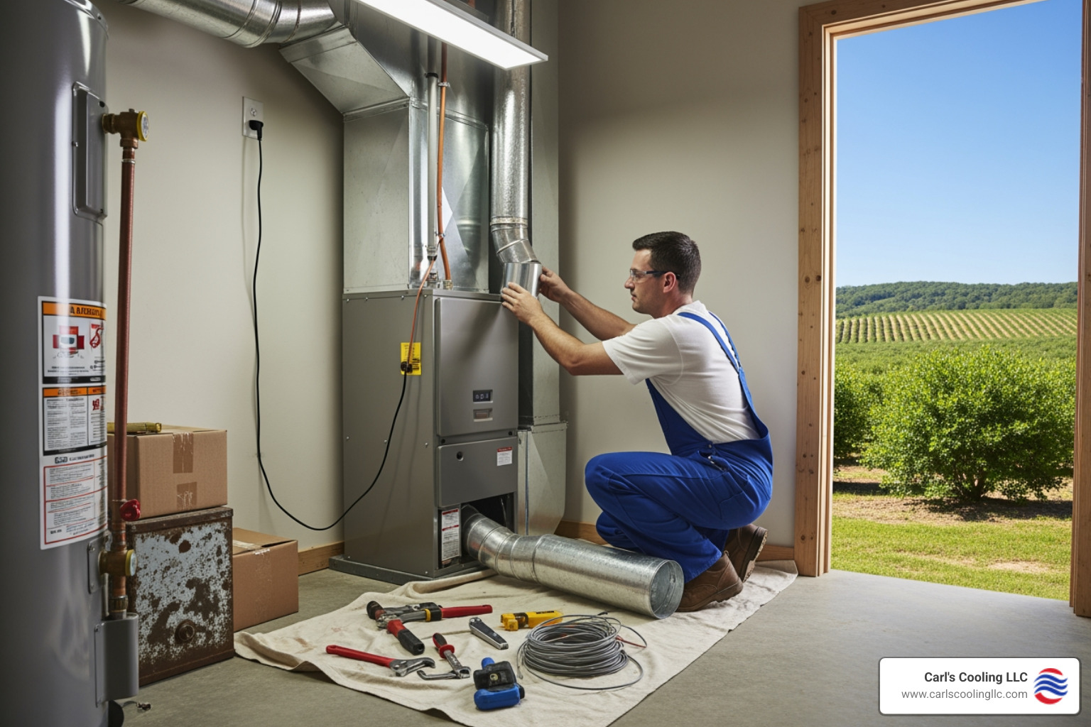 infographic showing three key signs you need furnace replacement: furnace age over 15 years, frequent costly repairs, and significantly higher energy bills with icons and brief explanations for each - furnace installation in blueberry hill tx