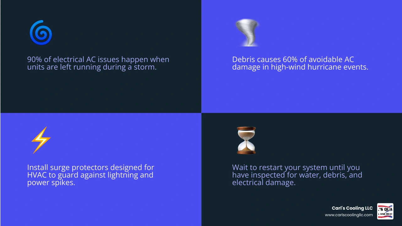Hurricane HVAC preparation timeline infographic from pre-season through post-storm recovery infographic