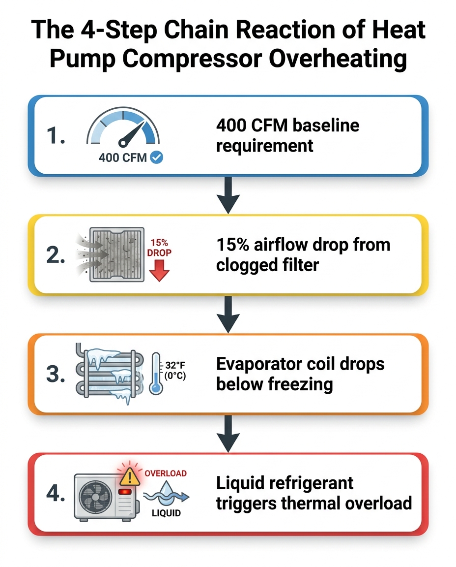 The 4-Step Chain Reaction of Heat Pump Compressor Overheating