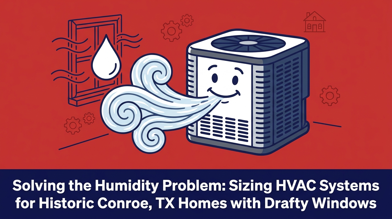 Solving the Humidity Problem: Sizing HVAC Systems for Historic Conroe, TX Homes with Drafty Windows — featured image