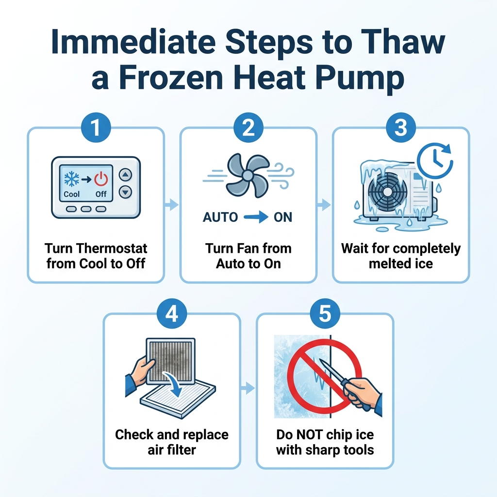Immediate Steps to Thaw a Frozen Heat Pump