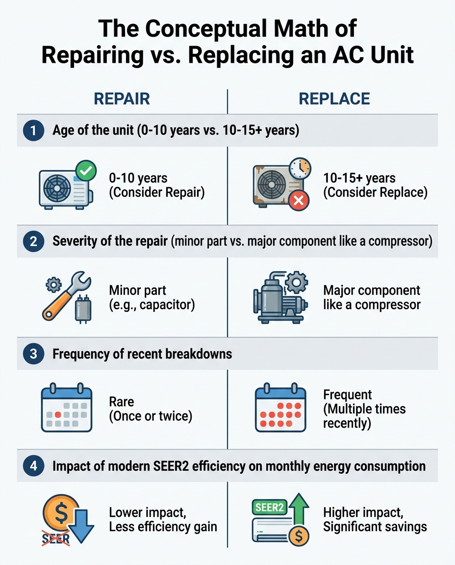 The Conceptual Math of Repairing vs. Replacing an AC Unit
