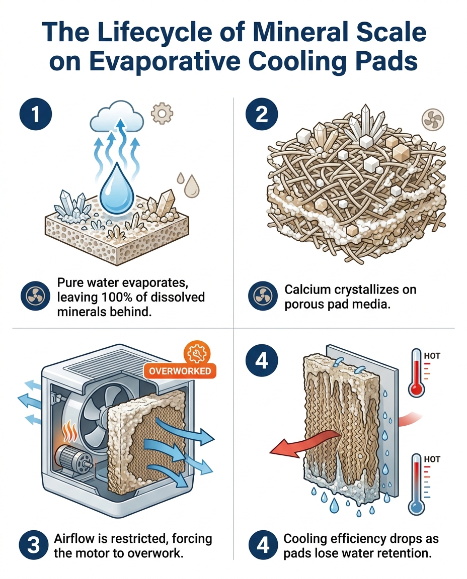 The Lifecycle of Mineral Scale on Evaporative Cooling Pads