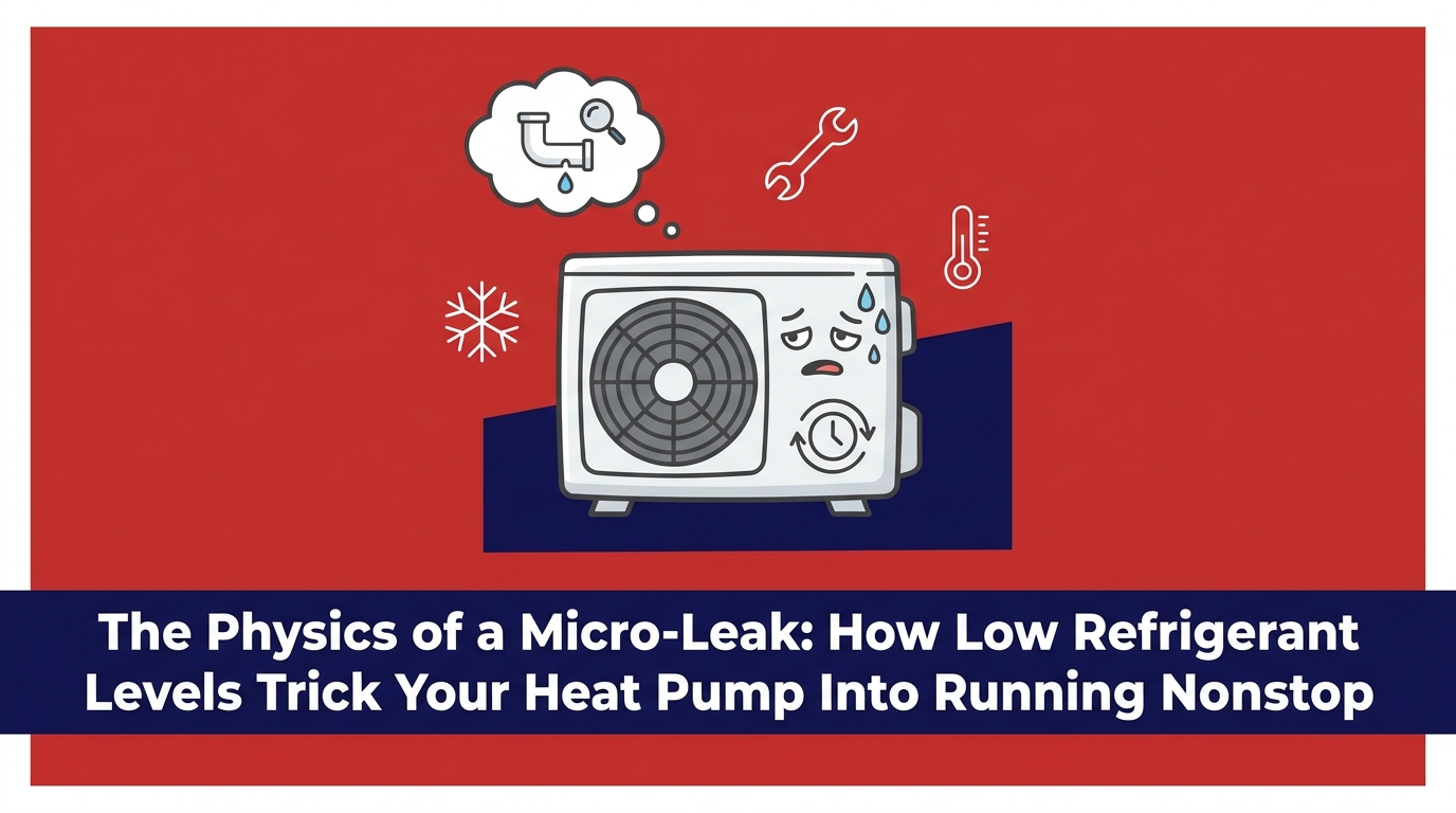 The Physics of a Micro-Leak: How Low Refrigerant Levels Trick Your Heat Pump Into Running Nonstop — featured image