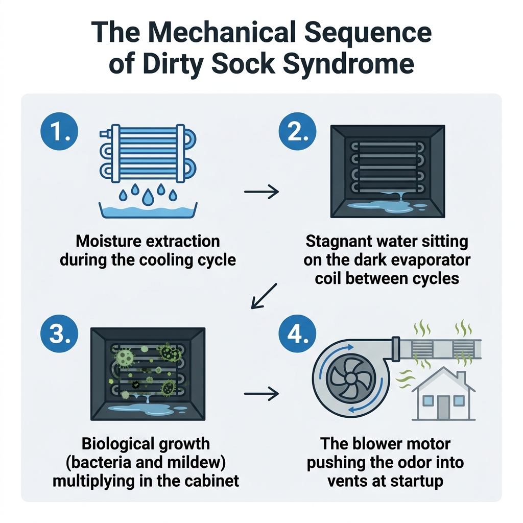 The Mechanical Sequence of Dirty Sock Syndrome