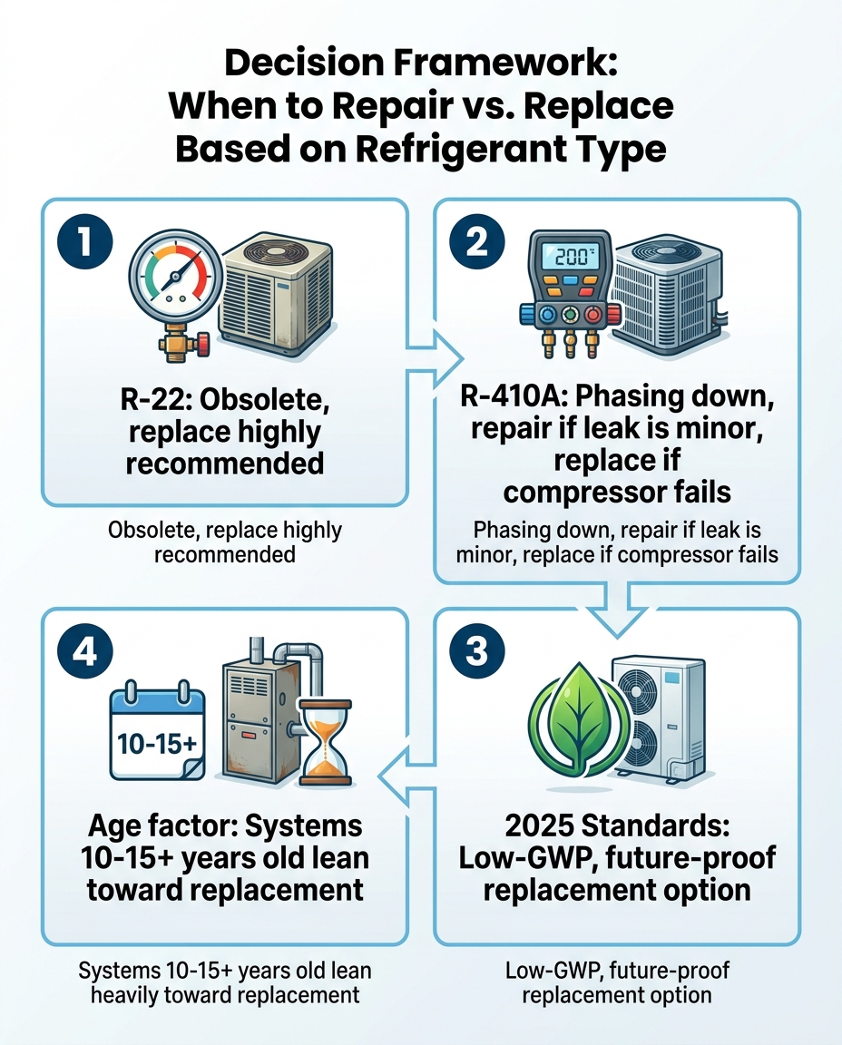 Decision Framework: When to Repair vs. Replace Based on Refrigerant Type