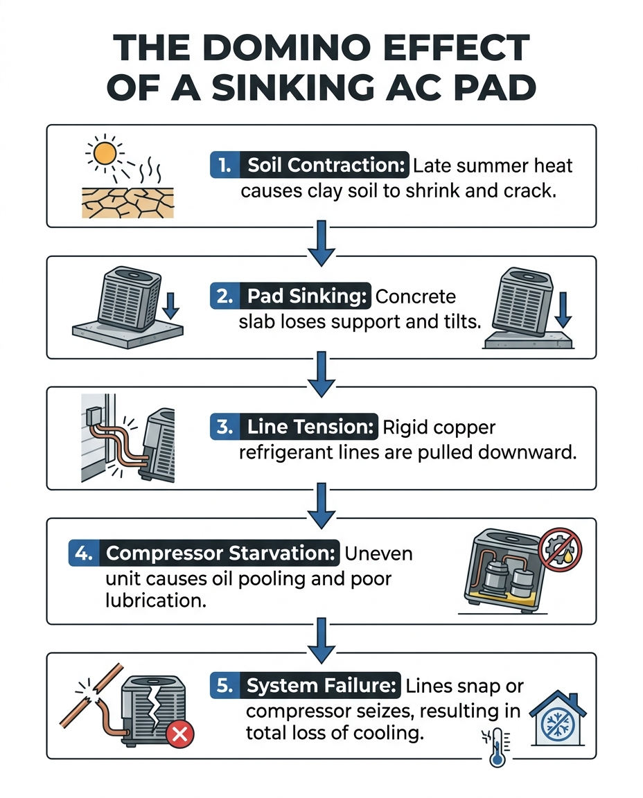 The Domino Effect of a Sinking AC Pad