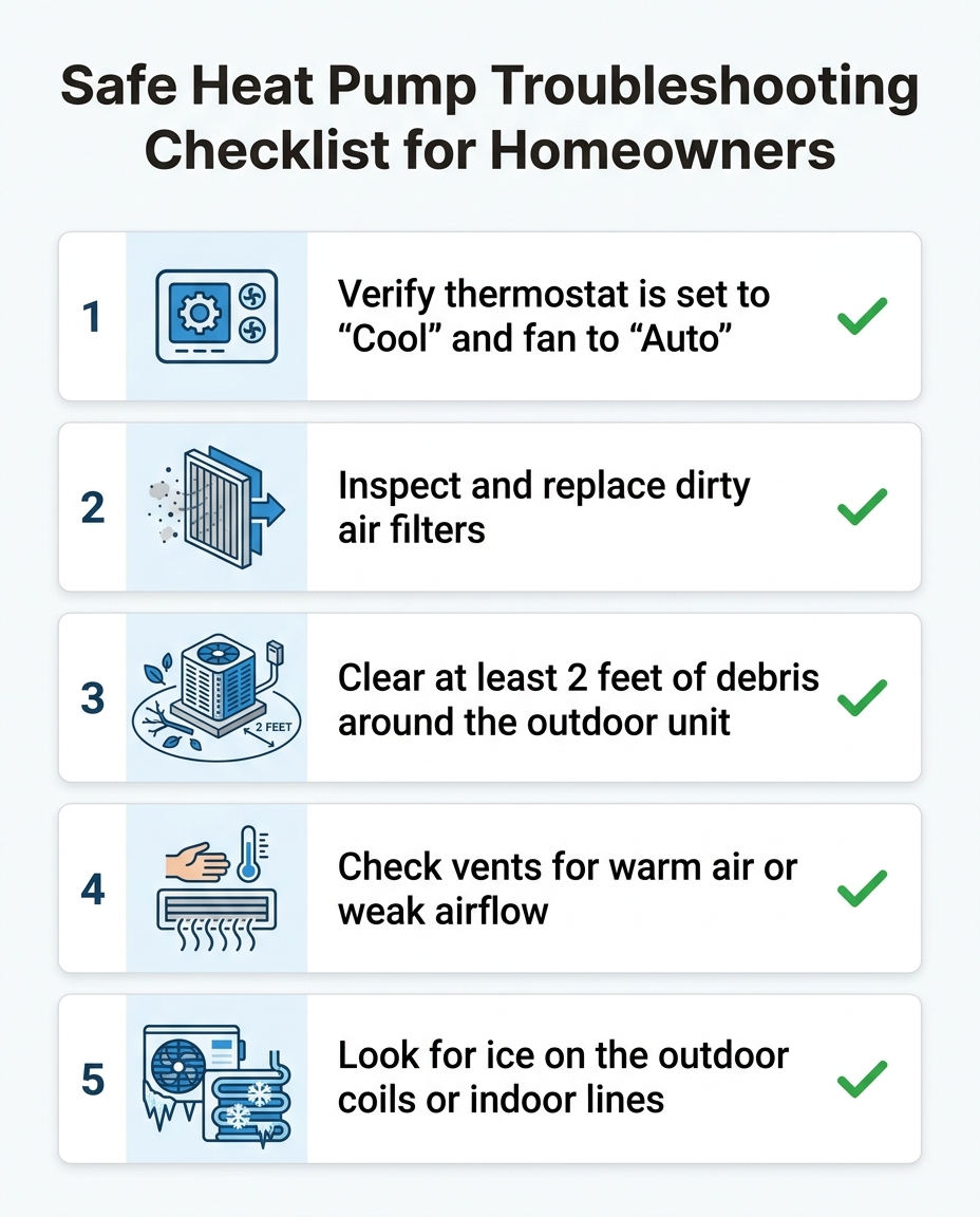 Safe Heat Pump Troubleshooting Checklist for Homeowners