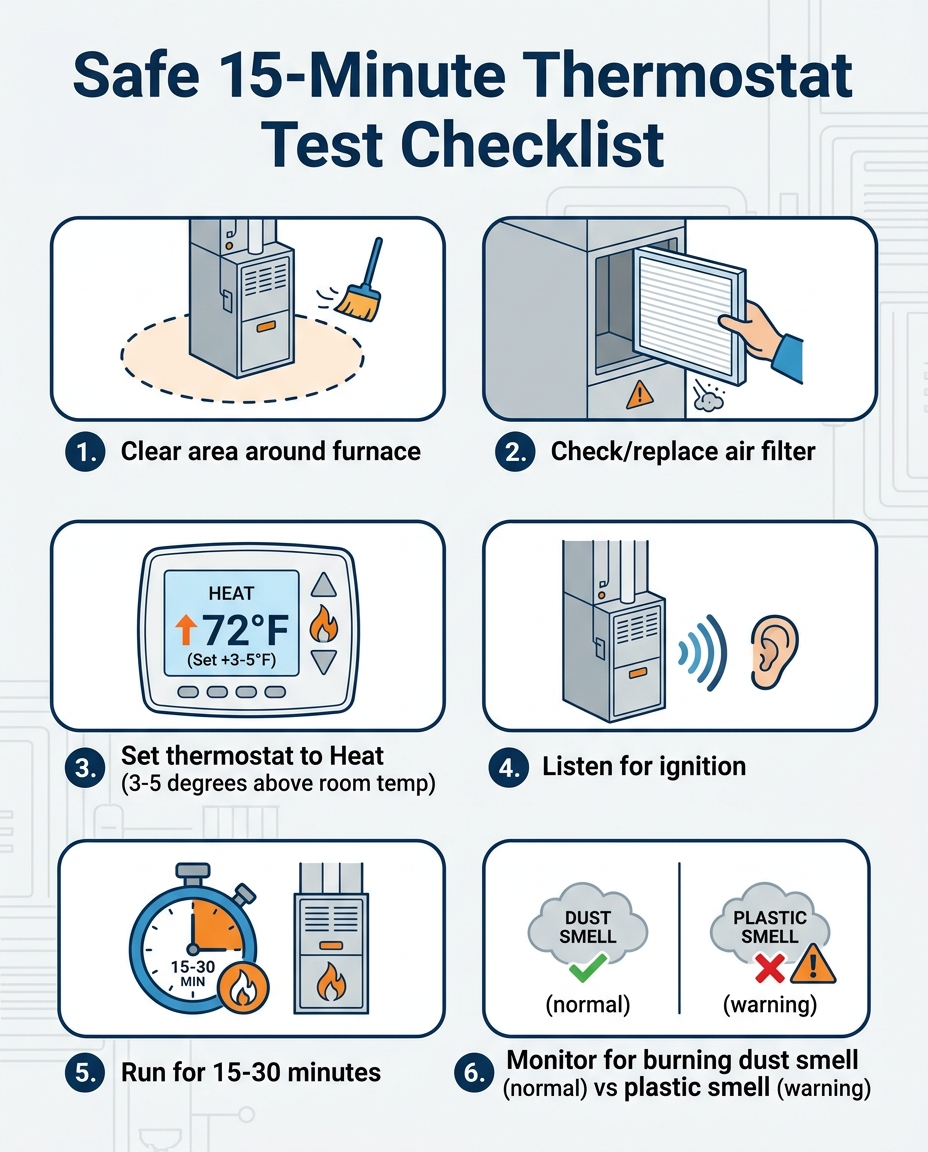 Safe 15-Minute Thermostat Test Checklist