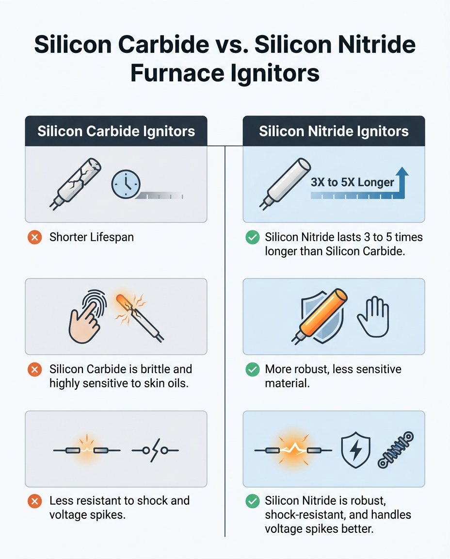 Silicon Carbide vs. Silicon Nitride Furnace Ignitors