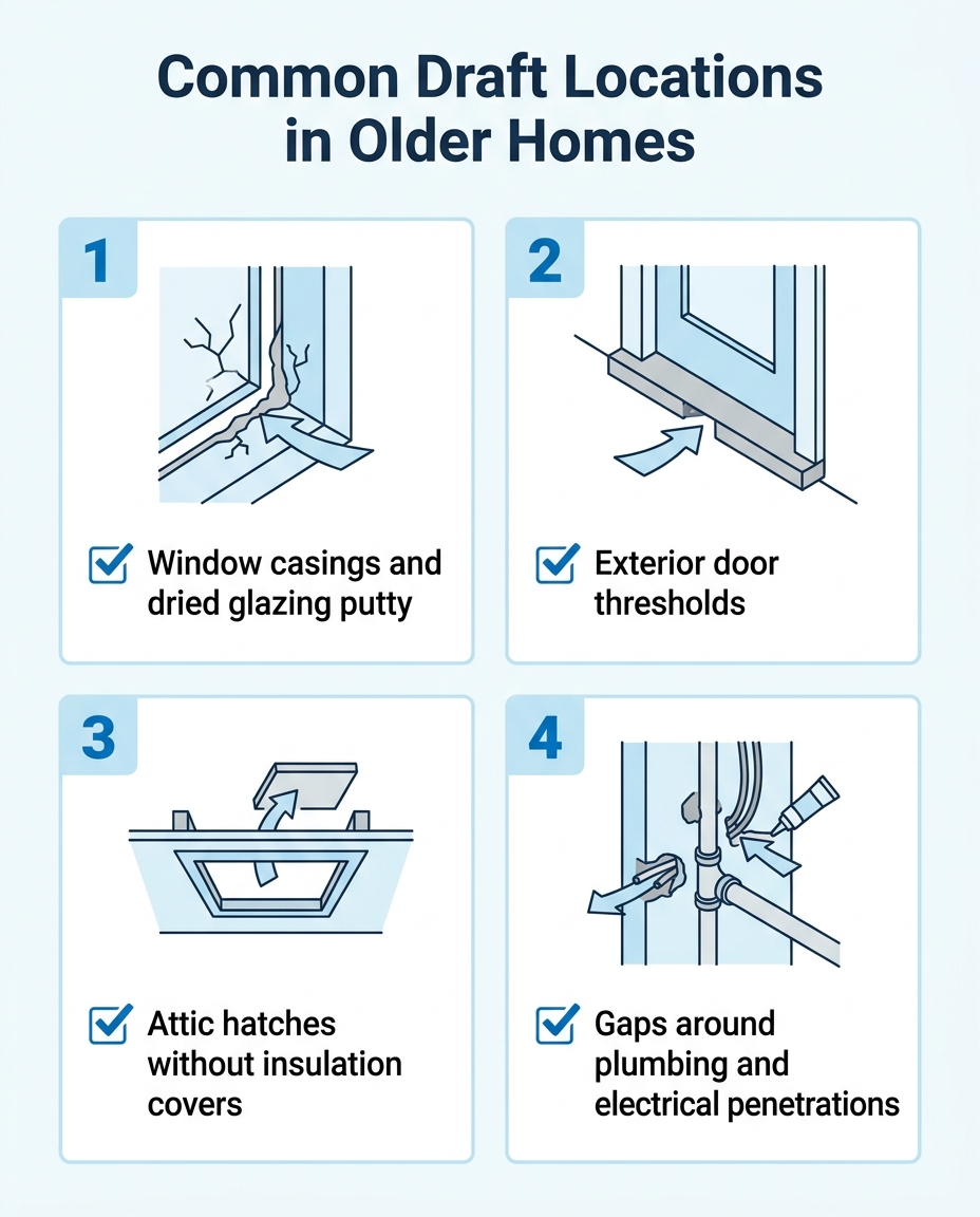 Common Draft Locations in Older Homes