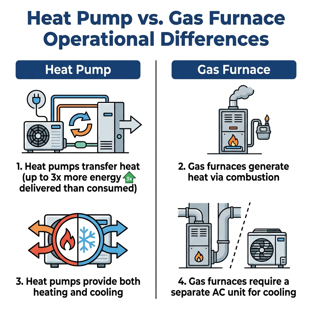 Heat Pump vs. Gas Furnace Operational Differences